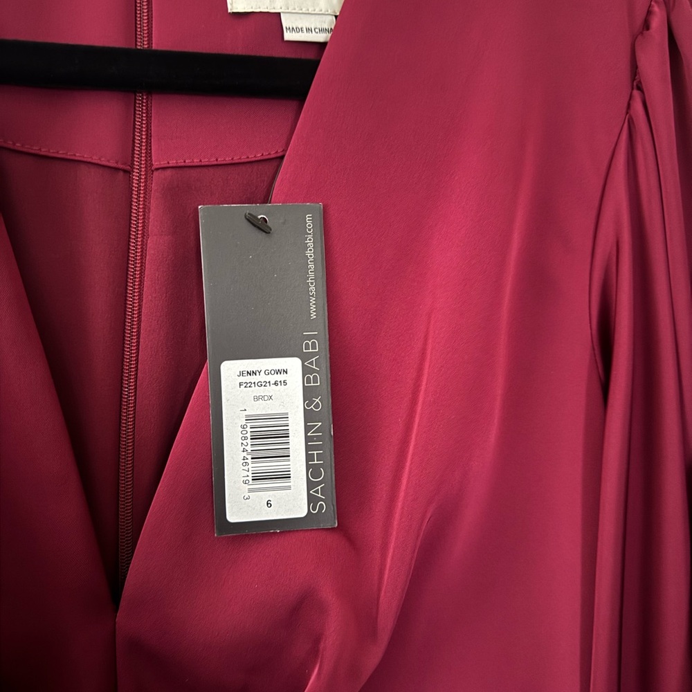 NWT Sachin + Babi Jenny Gown Bordeaux Red Bridesmaid Maxi Wedding Guest Size 6 - Picture 6 of 9